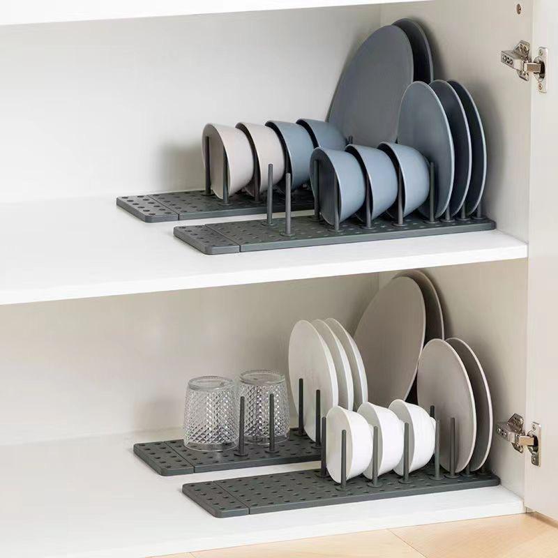 Adjustable Kitchen Cabinet Dish Rack, Drawer Divider Bowl Plate Drying Storage Organizer