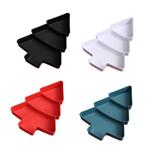 Рождественская елка Разделенный поднос для закусок Пластиковое сервировочное блюдо для фруктов, орехов, конфет Штабелируемое блюдо для еды для праздничных вечеринок Компактный кухонный органайзер