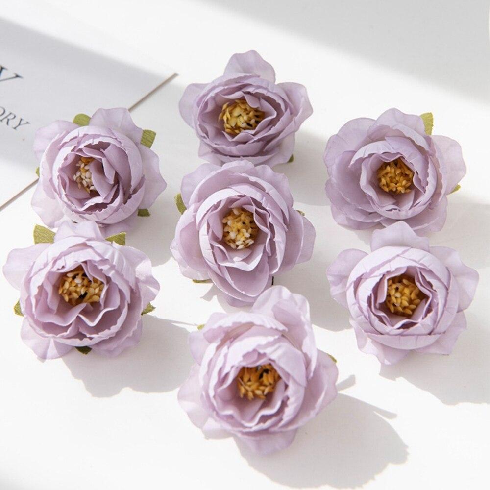 10Pcs Artificial Flowers Wedding Decoration Christmas Garland Home Room Scrapbooking Brooch Diy Gifts Candy Box Fake Silk Peony