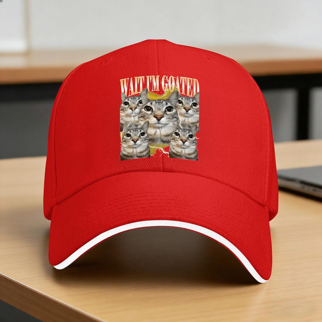 Wait Im Goated Cat Meme Sun Baseball Cap Summer Design Print Hip Hop Hats For UnisexTeens Outdoor Sport Baseball Caps