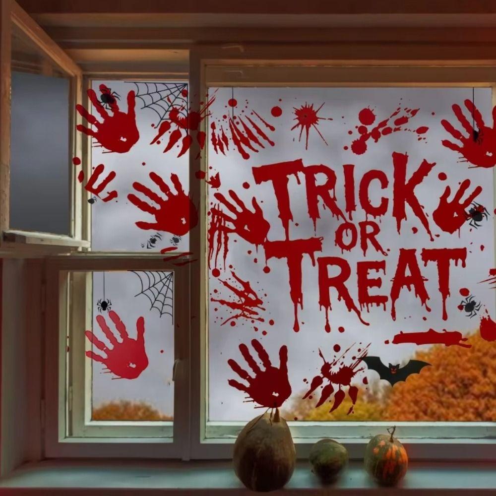 Reusable Halloween Window Stickers Scary Realistic Electrostatic Window Decals Home Decoration