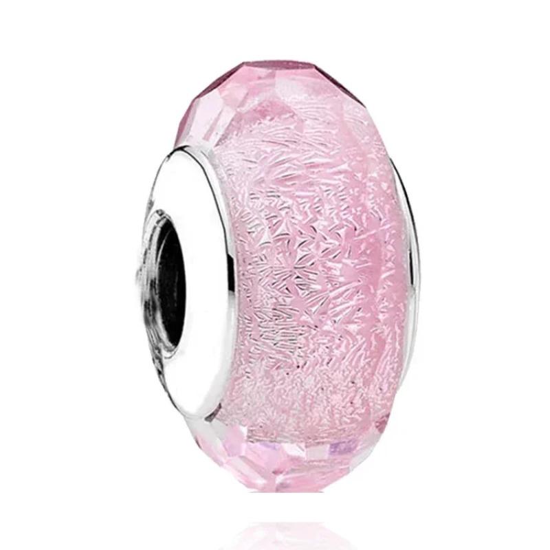 925 Silver Colored Flower Leaf Cosmic Rainbow Murano Glass Charms Beads Fit DIY Bracelet Women Jewelry Gift