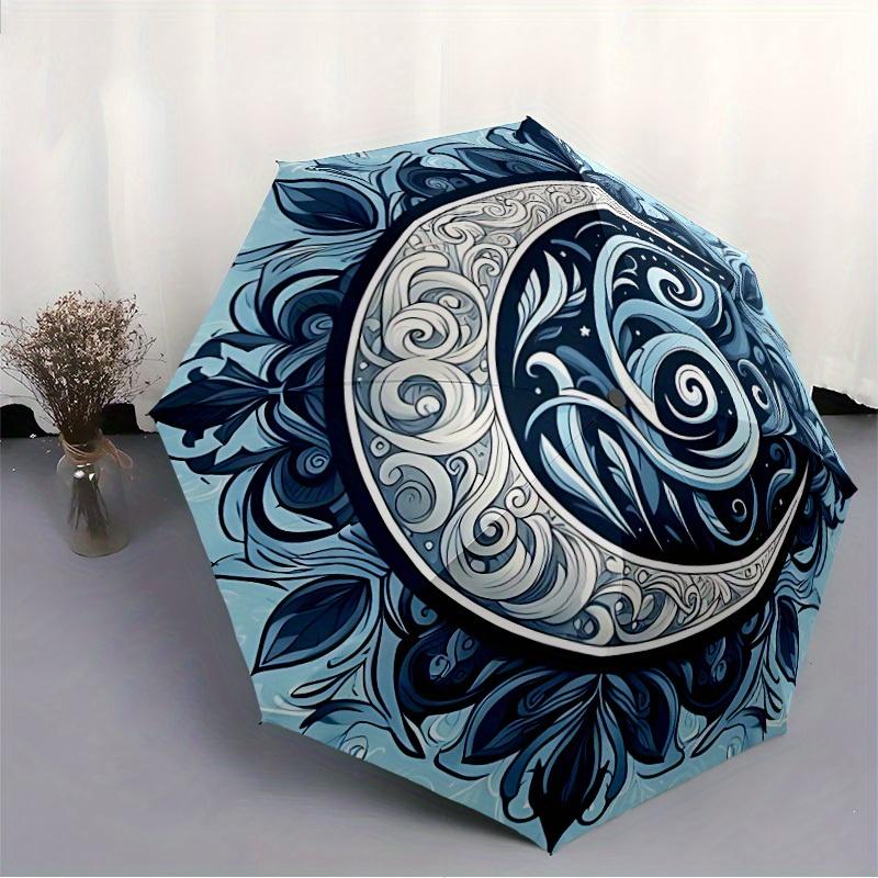 1pc Moon Swirls Automatic Open/Close Umbrella, Portable Folding Umbrella for Travel, Themed Events, It is suitable as a gift for various festivals, Ou