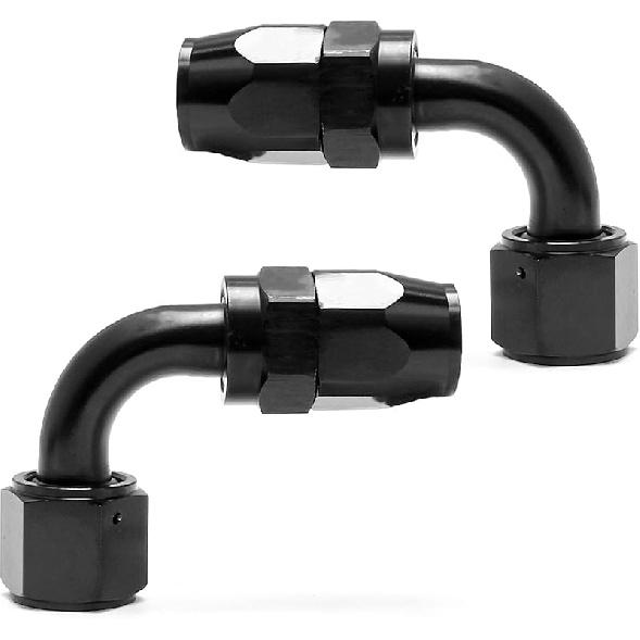 6AN Straight End Fitting 4 Pcs For Braided Fuel Oil Gas Line Hose End 6 AN Fittings Aluminum Black