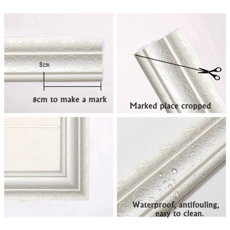 3D Self-adhesive Strip Wall Decoration Foam Frame Strip with Adhesive Waist Line Wallpaper Waterproo