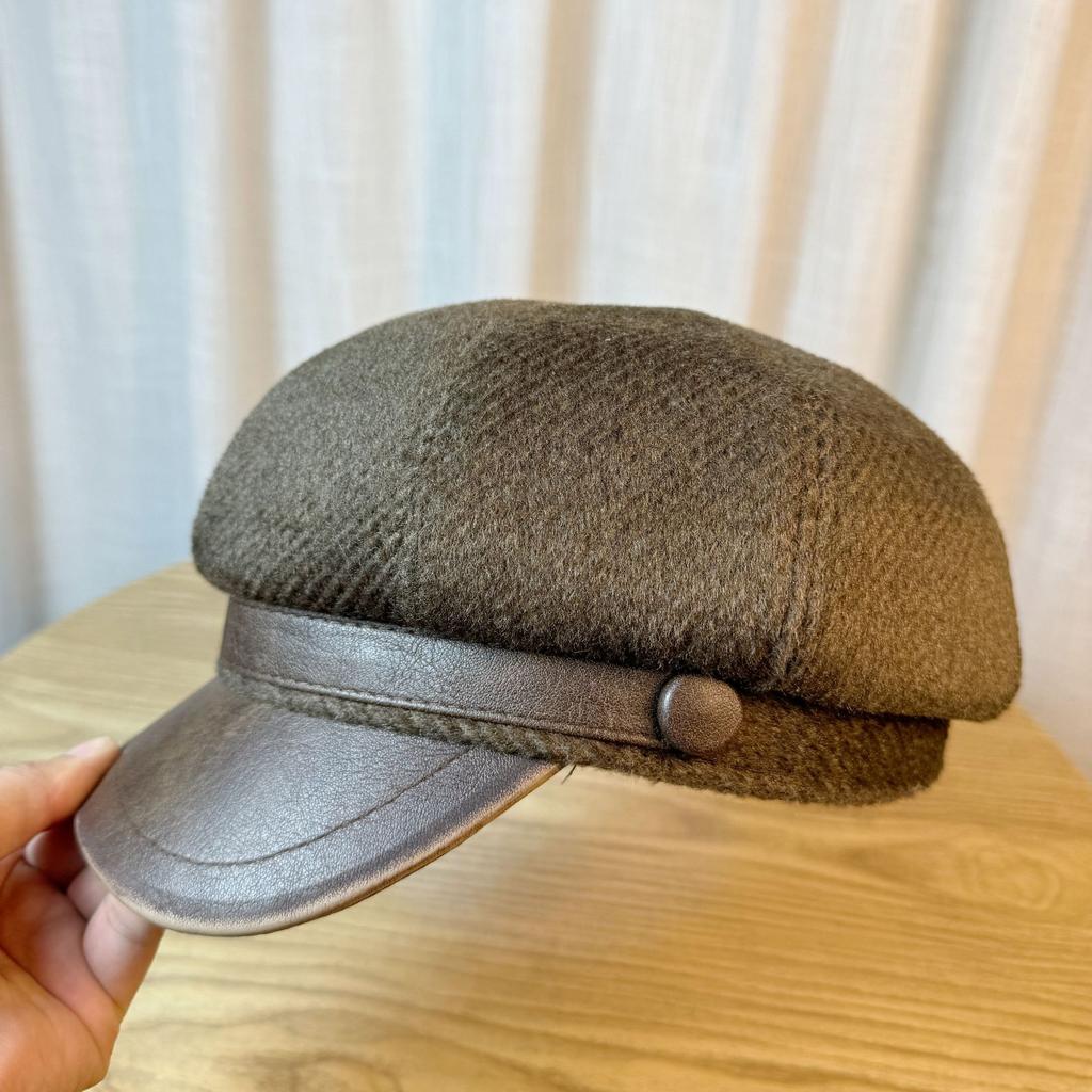 Восьмиугольная шляпа для женщин на осень и зиму, теплая из меха норки, британская ретро-кепка газетчика, трендовый бренд, повседневная универсальная шляпа художника