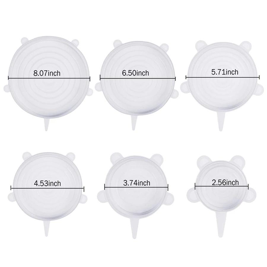 6 шт. силиконовые чехлы, адаптивные силиконовые крышки, силиконовые колпачки для еды, универсальные растягивающиеся крышки для посуды, кухонные аксессуары