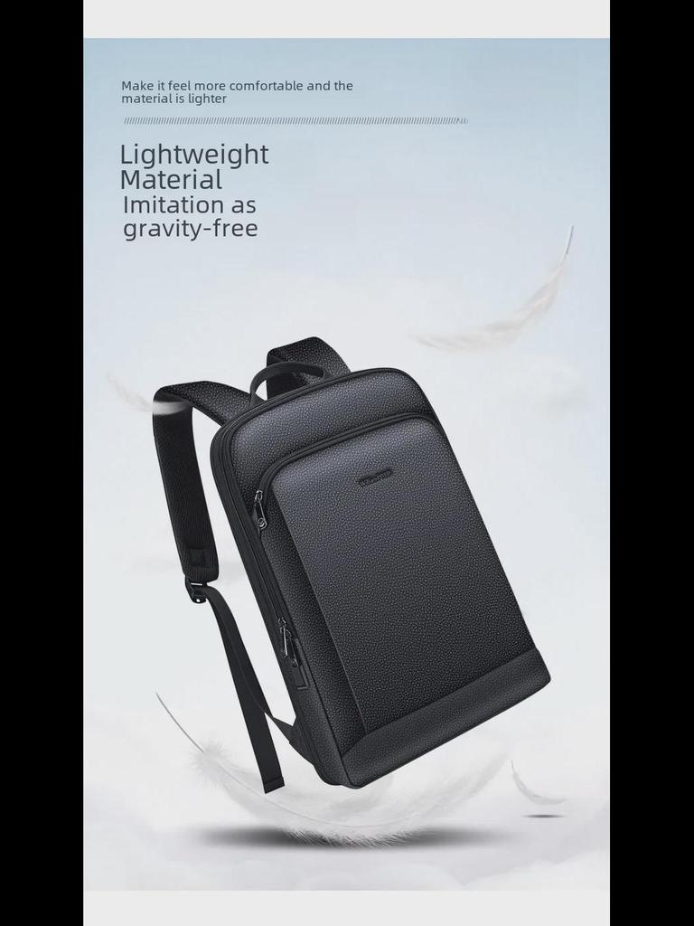 King Paul Men's Genuine Leather Large Capacity Business Travel Backpack