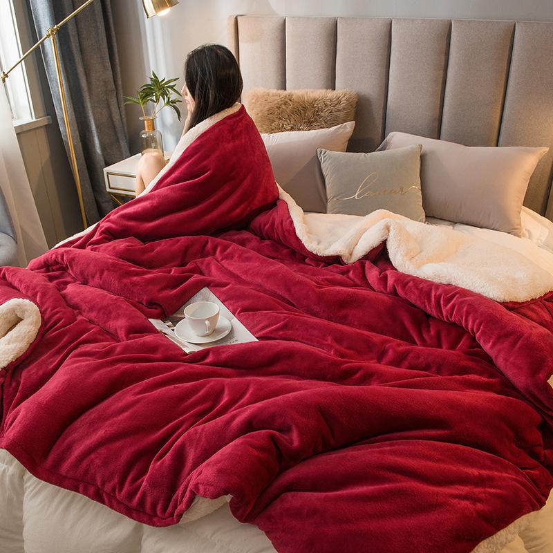 Шерстяное одеяло, сохраняющее тепло, зимние одеяла, двухстороннее королевское пододеяльник, покрывало для кемпинга, покрывало на кровать