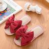 2024 New Fashion Linen Slippers Women's Silk Bow Cotton Linen Slippers Women's Indoor Home Outdoor Sandals Slippers Zapatos