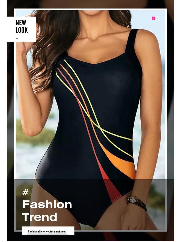 Halter Slimming One-Piece Swimsuit - Quick-Drying Cover Belly Swimwear for Women