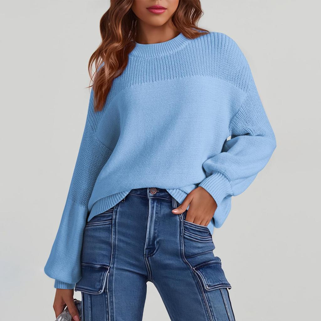 Женский свитер с длинным рукавом для зимнего сезона, вязаный свитер, свитер с круглым вырезом, вязаный свитер