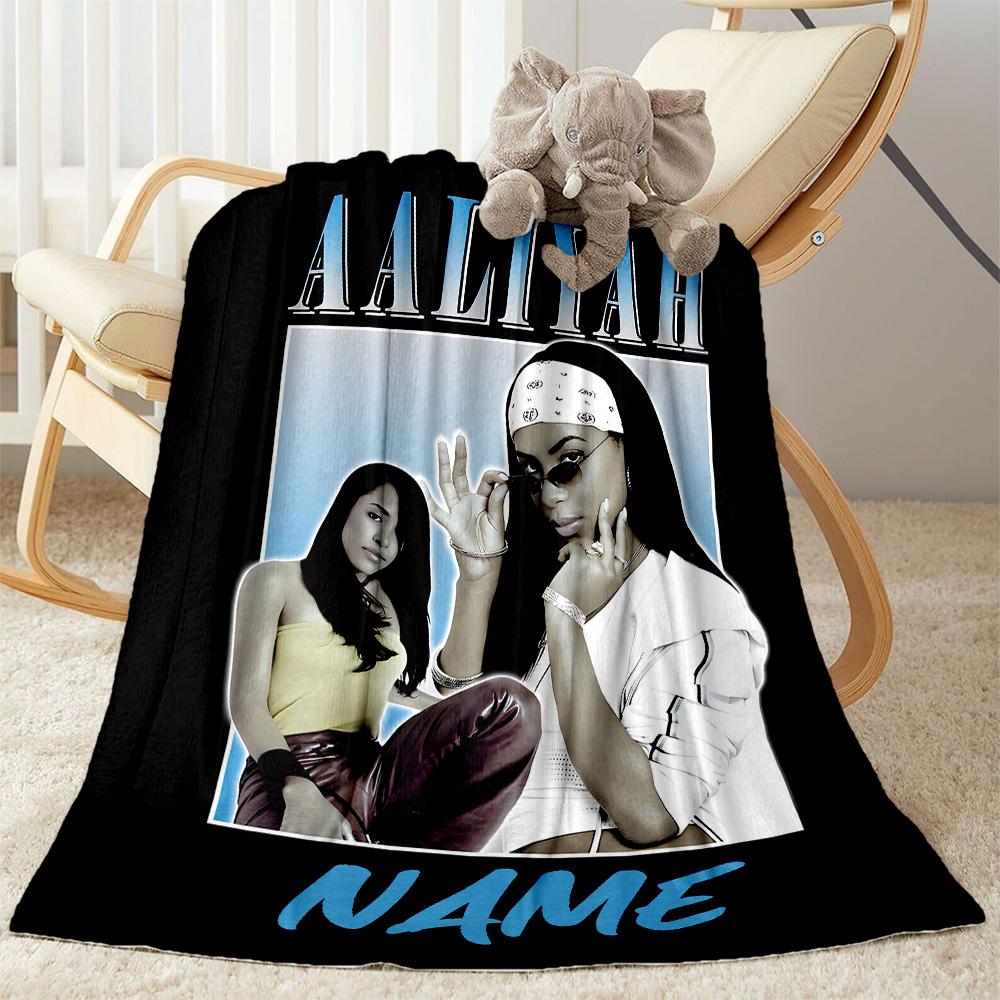 Aaliyah's Fashion Icon Personalized Name Blanket Throw Customizable Blanket Soft & Cozy Suitable for Office Chair Bedding Home Decor Living Room