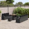 Ensemble de canapés de jardin 10 pièces avec coussins Noir Poly rotin Acacia, Canapé de jardin 2 places avec rangement 3364309