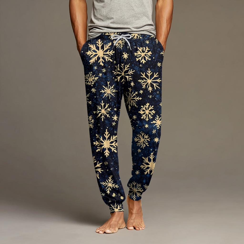 Мужские повседневные брюки с карманами на кулиске и манжетами, домашние брюки для сна