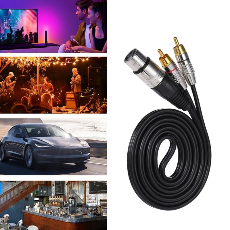 Звуковой кабель 2RCA на XLR для сценического звука, 2 разъема RCA, оплетка из ПЭТ для домашнего и студийного оборудования