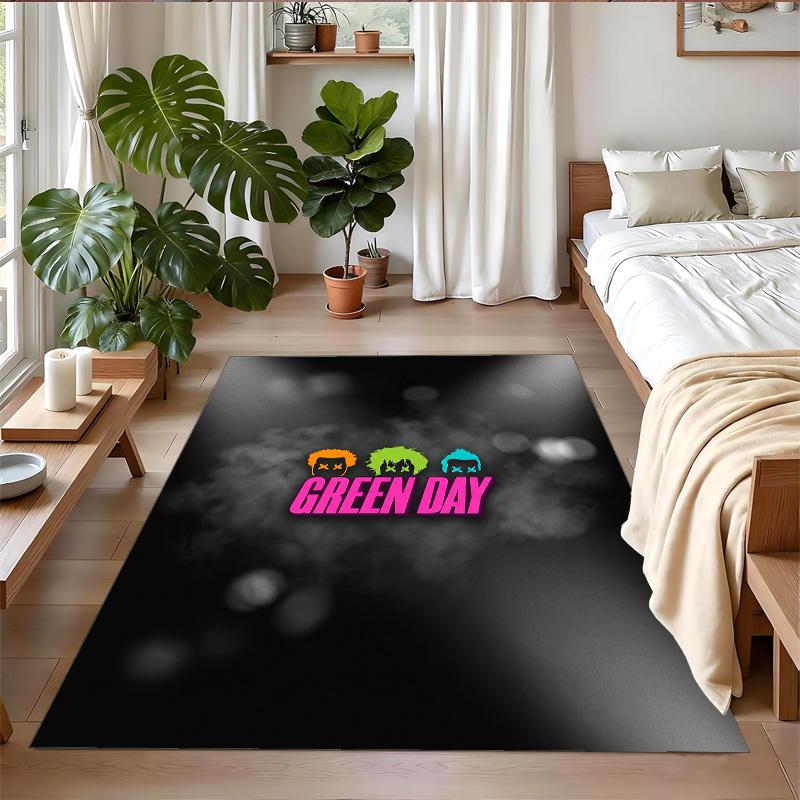 Green Day Print Crystal Velvet Plush Rug Wear?Resistant Anti?Slip Floor Mat For Indoor Household Decoration