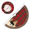 Festive Checked Fabric Christmas Tree Skirt With Charming Embroidery And Unique Design