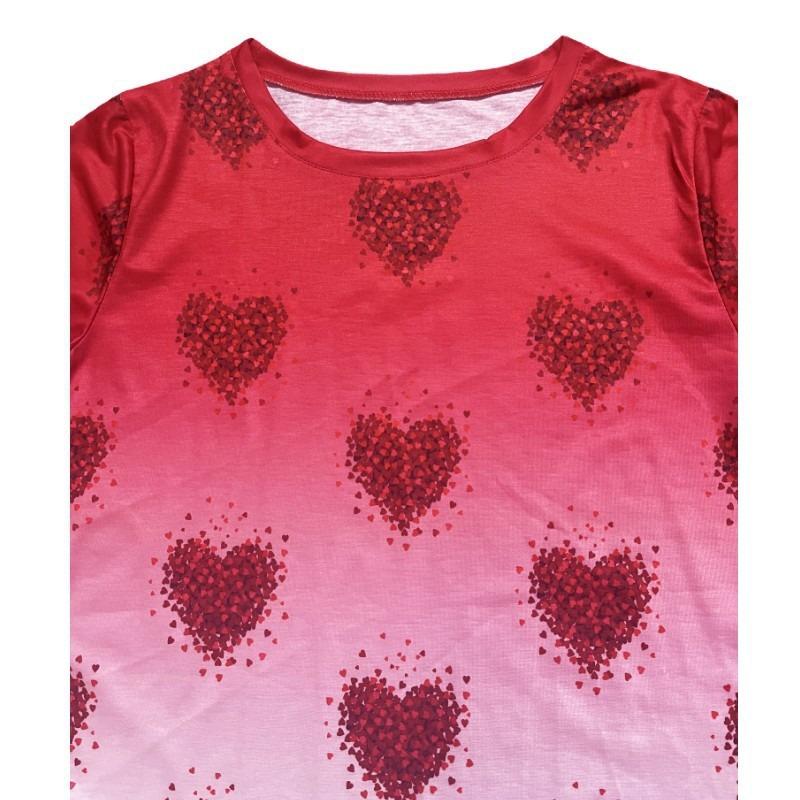 Весна-лето Женская футболка с круглым вырезом и длинными рукавами с принтом «Любовь», повседневный топ с 3D-принтом