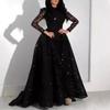 Spring and Summer New European and American Women's Long-sleeved Sequined Evening Dress New
