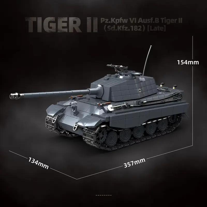 Тяжелый танк Тигр II Sd.Kfz. 182 Строительные блоки Второй мировой войны Черный тигр Гусеничная бронированная машина Игрушка-модель для мальчика 100301