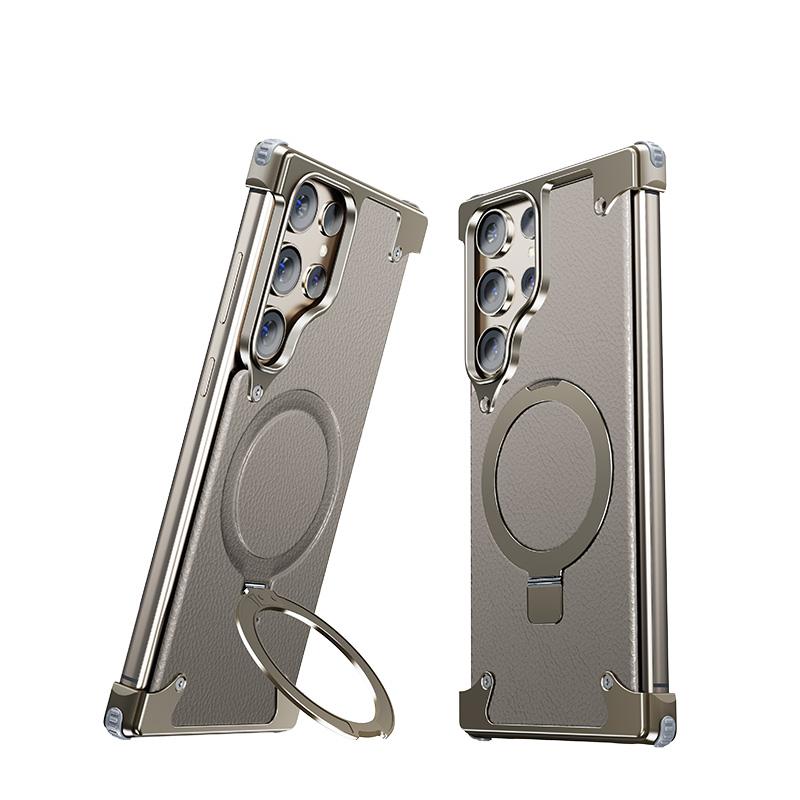 Oatsbasf Magnetic Slim Phone Case for Samsung Galaxy S23 S24Ultra Baze-less Phone Protective Cover w/ Magsafe Finger Ring Holder
