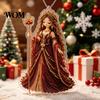 Holiday Scepter And Shell Decor 2D Flat Acrylic Christmas Ornaments, Bead Embroidered Art Goddess Ornaments Pattern Pendant, Double-Sided Hanging