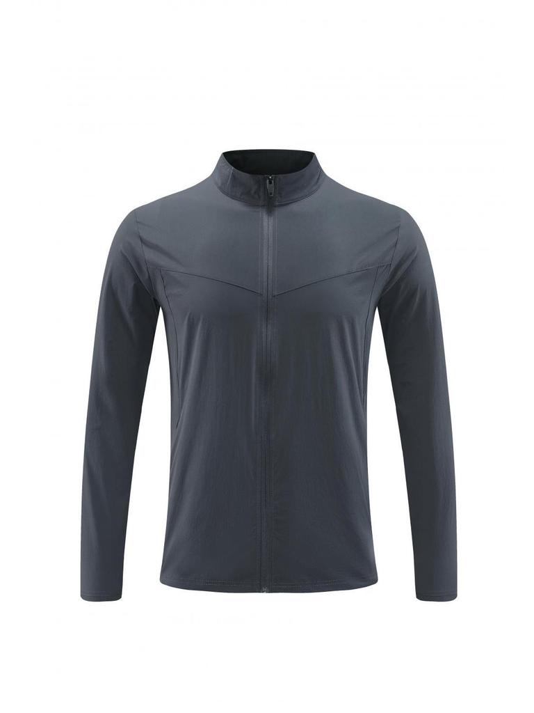 LULU Men's Autumn Breathable Sport Jacket - Casual Long Zipper, Stand-Up Collar, Trendy Running Outerwear