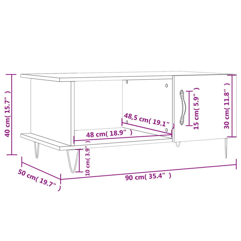 Coffee Table Sonoma Oak 90 x 50 x 40 cm Particleboard