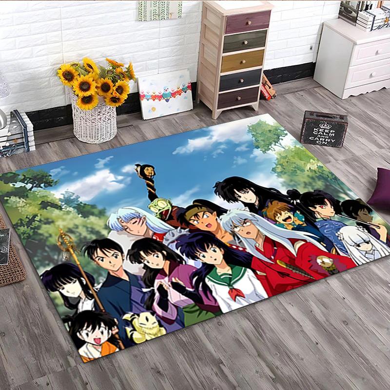 1PC Inuyasha Carpet Office Decorative Carpet For Living Room Bedroom Door Mat Floor Rug Computer Chair Area Rug perfect holiday gift