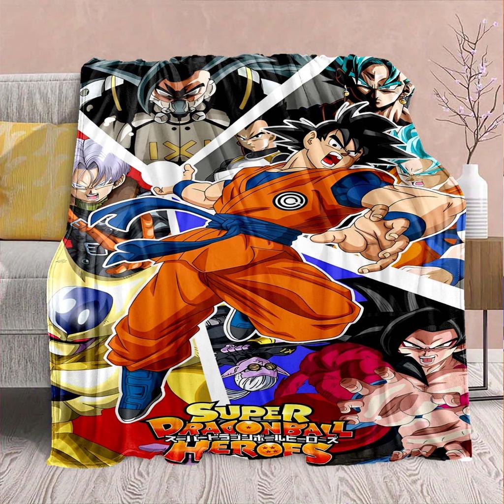 Фланелевое одеяло из аниме Dragon Ball - Мягкое, теплое, идеально подходит для дивана, постельного белья, кемпинга, путешествий, офиса, домашнего декора -QJY
