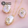 SENIKO Fashion Leaf Baroque Pearl Necklace Earings Freshwater Pearl Jewelry Sets For Women Freshwater Pearl Necklace Pearl Earrings