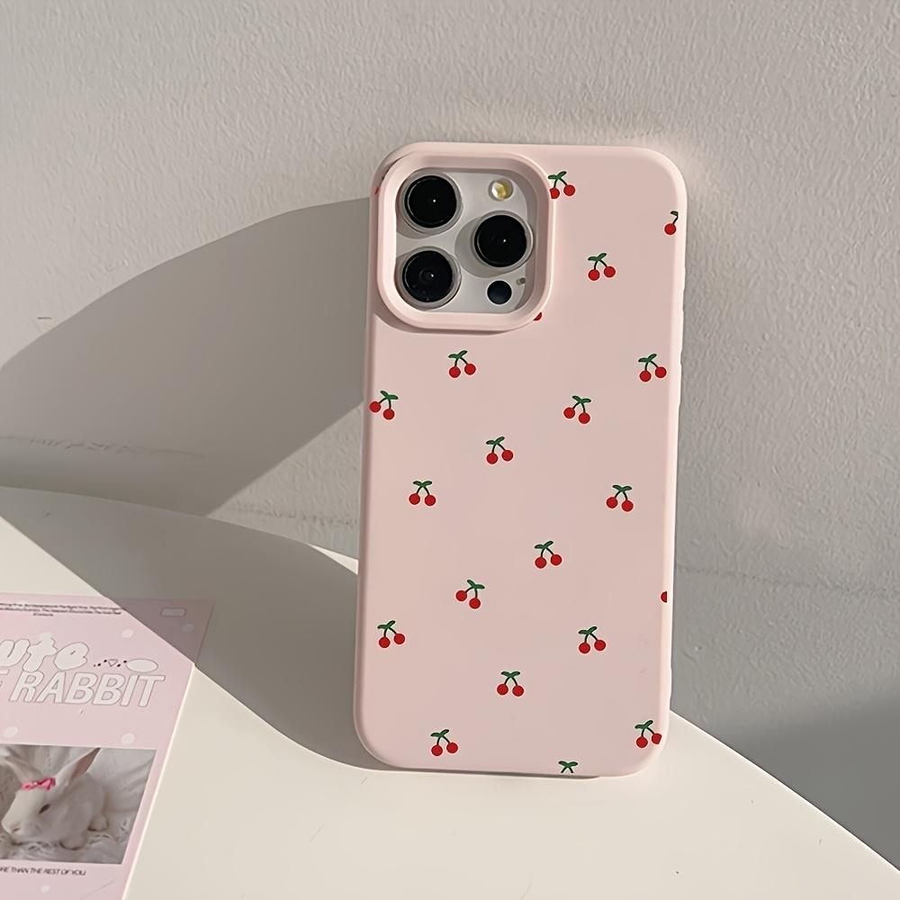 Розовый чехол для телефона с вишнями на весь экран, подходит для iPhone 17 16 15 14 13 12 11 Pro/Max/Plus, противоударная задняя крышка