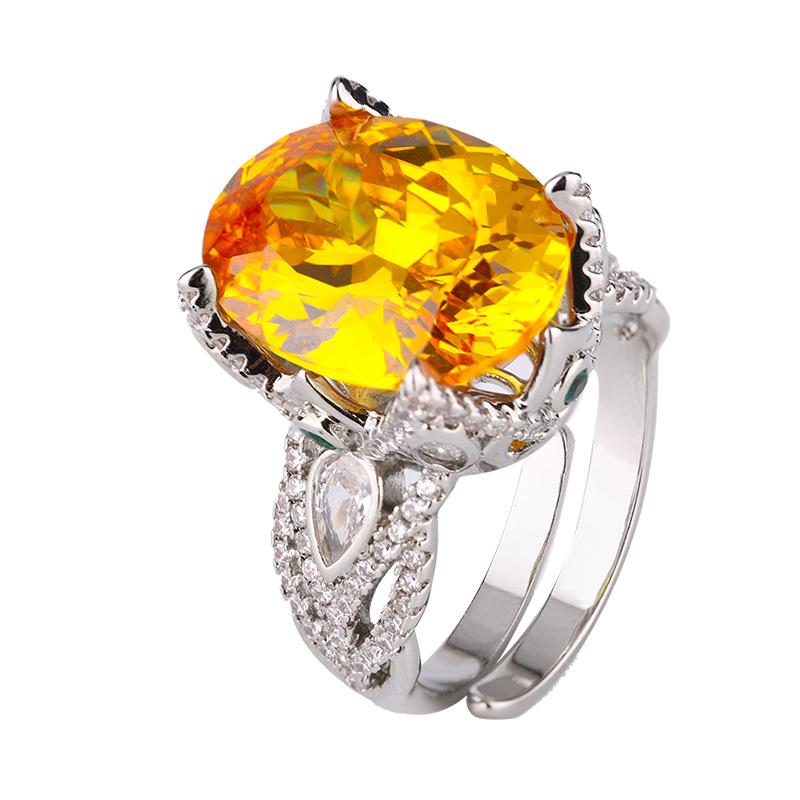 Осенне-зимние ювелирные изделия Кольцо Модное пригородное огранка «Птичье гнездо» Фиолетовый литий-хуэйский розовый бриллиант Желтый бриллиант Винтаж Универсальный женский модный