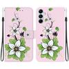 3D Art Painting Sakura Flower Butterfly Pattern Leather Phone Wallet Case Book Stand For Huawei Moto Oppo Realme 10 Girls Magnetic Card Flip Cover Bag