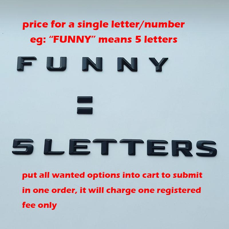 2.3cm DIY Alphabet 3D Sharp Letters Numbers Heart Dot ABS Emblem WWET2 Car Trunk Nameplate Logo Sticker for Any Cars (Price for 1pc)