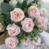 Искусственный цветок розы многоголовый букет искусственных роз со стеблем для DIY свадебного букета, украшение стола для свадебной вечеринки, домашний декор