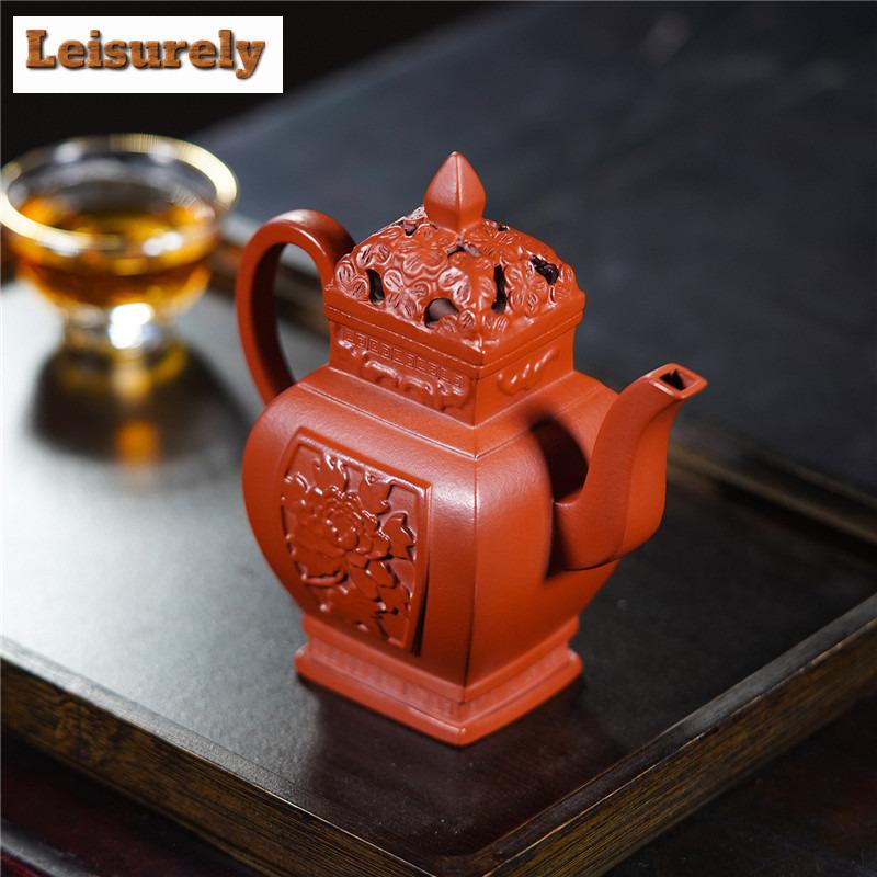 260 мл Аутентичные Исинские Чайники из Фиолетовой Глины Ручной Работы Квадратный Чайник Дворец Фонарей Сырая Руда Чжу Ни Чайник Китайский Чайный Набор Цзыша Ча