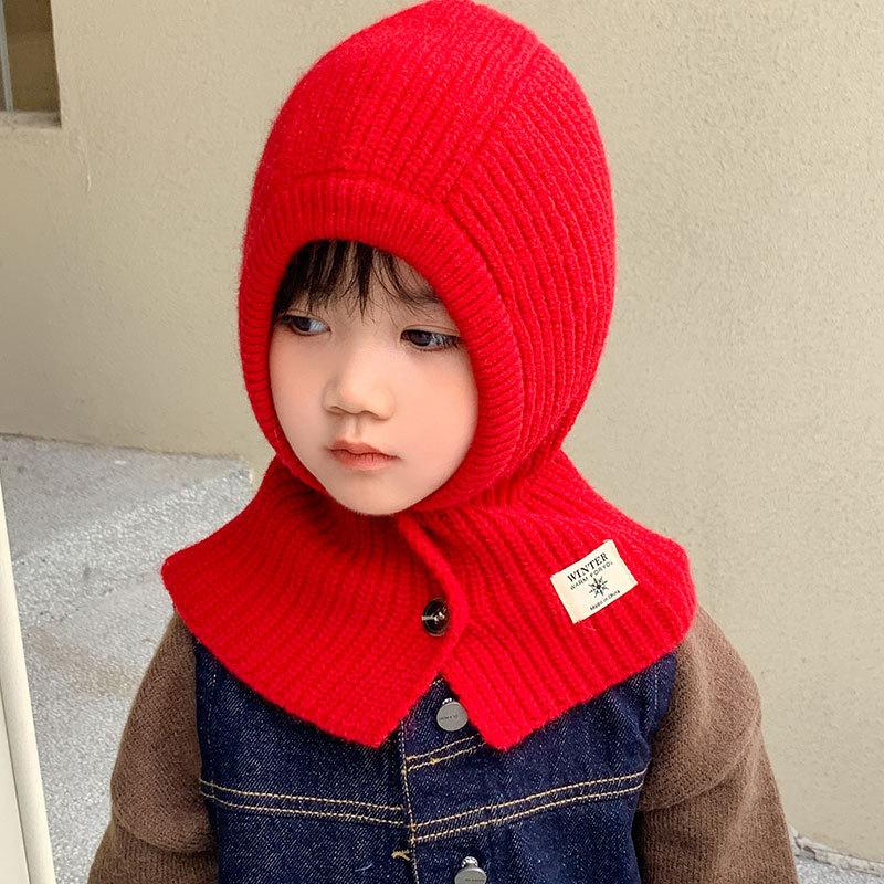 Women's Scarf Integrated Knitted Warm Hat Autumn and Winter Cold Gloves Outdoor One-piece Children's Wool Cape Hat