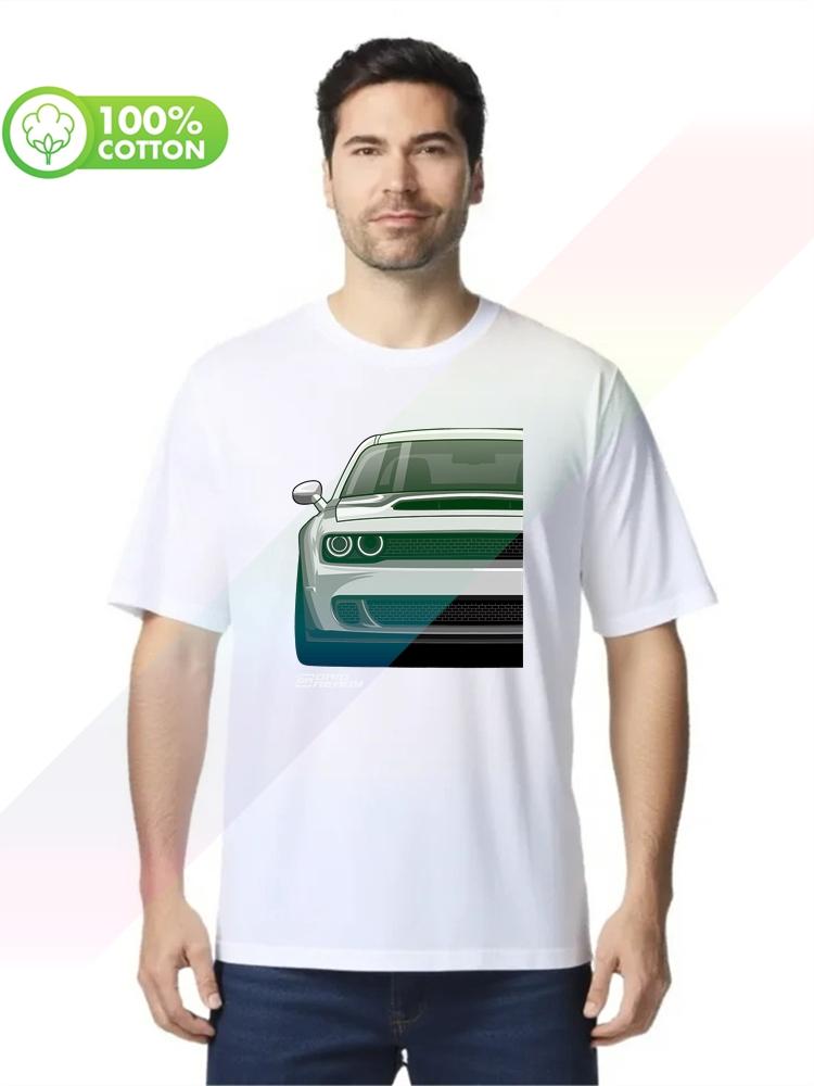 100 cotton round neck heavy weight Unisexs Tshirt AUTOTEE Dodge Challenger Hellcat S3XL Tops Tees