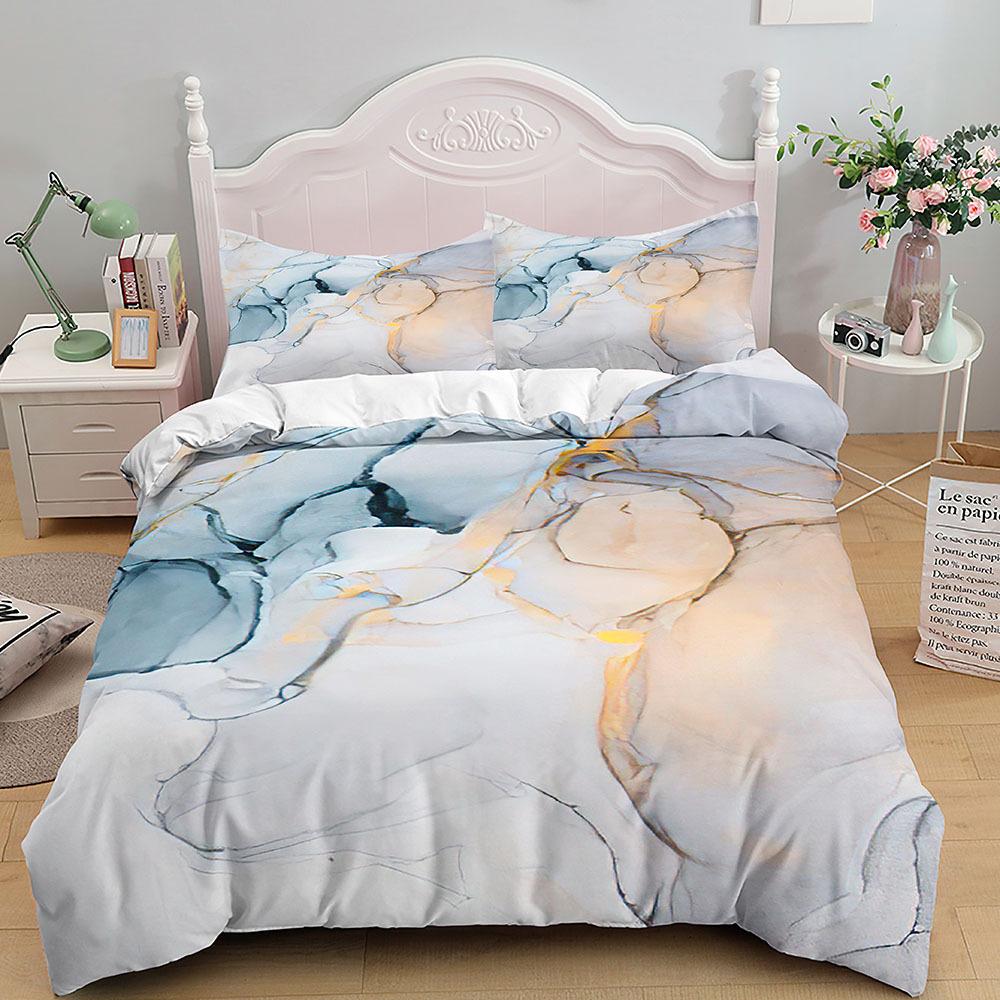 Мраморный комплект постельного белья King/Queen Size, серое золото, мраморный пододеяльник для мужчин и взрослых, современное абстрактное искусство, Tie Dye, готический мягкий пододеяльник