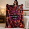 Led Zeppelin Print Flannel Blanket Cozy Lightweight Plush Throw Blanket For Bed Sofa Household Use