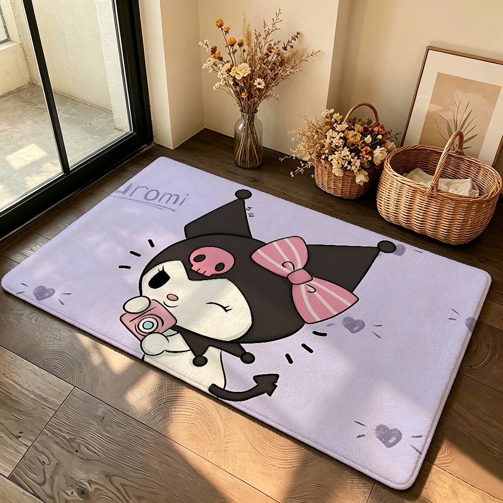 Kawaii K-Kuromi Cute Carpet Bathroom Anti-slip Mat Door Mat Home Decoration Mat Entrance Door Mat Scratch-resistant Door Mat