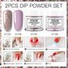 ROSALIND Dip Nails Powder Set 2/6/20 Colors Set Nail Dip Powder Base Top Coat Brush Restorer Activator Air Drying