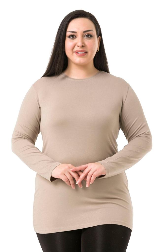 Women's Style Big Size Body Plus Size Crew Neck Long Sleeve Viscose Black Body