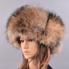 Winter Hats Earflaps Women Bomber Hats Natural Fox Fur Fluffy Female Girls Warm Sheepskin Windproof Russian Trapper Hats