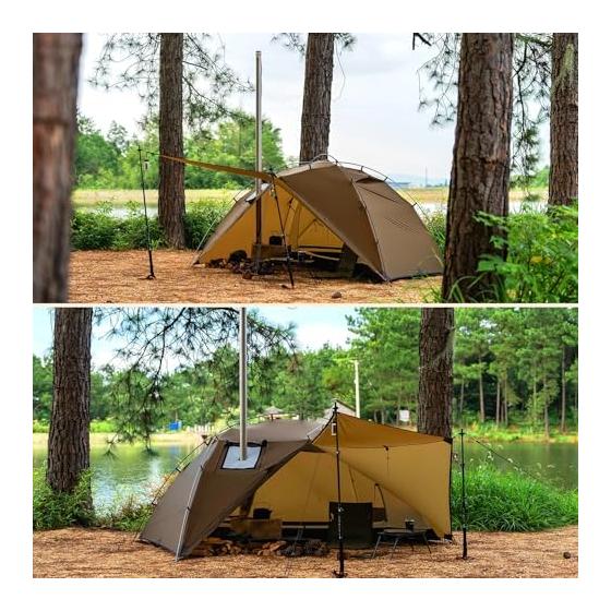 Палатка POMOLY Dune Solo и складной стул MOK Pro S1 для одиночного кемпинга, легкая купольная палатка, совместимая с дровяной печью + грузоподъемность 200 кг, большой складной