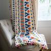 1 шт. Бохо геометрический принт хлопковые льняные шторы панель с красочным помпоном гостиная спальня