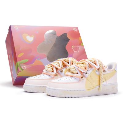 Air Force 1 '7 Air Force 1 'T10' Низкие Кеды для Скейтборда Мужские Белые Розовые Желтые CW2288-111(TeamR-T10S-BOX)