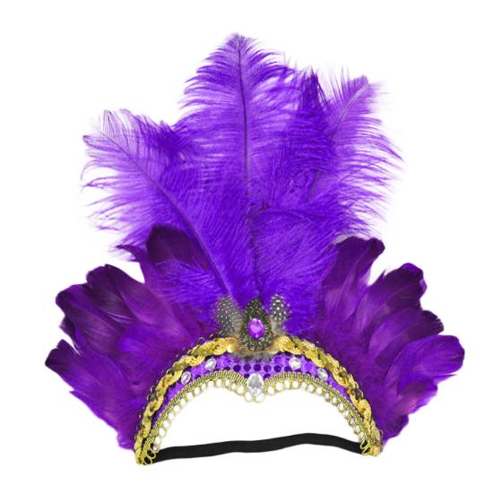 Women Sequins Rhinestone Feather Headband Show Halloween Dancing Party Headpiece